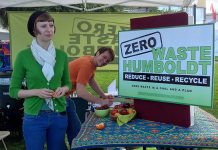 Volunteers at the Zero Waste Humboldt booth at the North Country Fair. Photo courtesy of Zero Waste Humboldt.