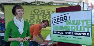 Volunteers at the Zero Waste Humboldt booth at the North Country Fair. Photo courtesy of Zero Waste Humboldt.
