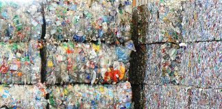 Bales of plastic and aluminum recyclables at Recology’s Recycle Central Materials Recovery Facility (MRF) at Pier 96, San Francisco. Photo: Walter Parenteau, Flickr CC.