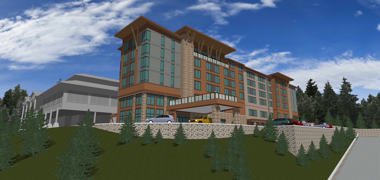 An artistic rendering of the proposed hotel project at Cher-Ae Heights Casino off Scenic Drive south of Trinidad, as submitted to the North Coast Journal.